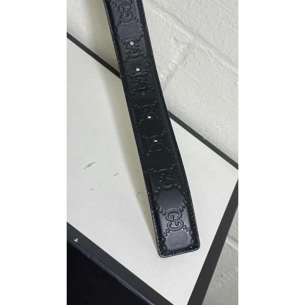 Gucci Signature GG Black Leather Adjustable Belt 403941 CWC0N Men's Size 100-40